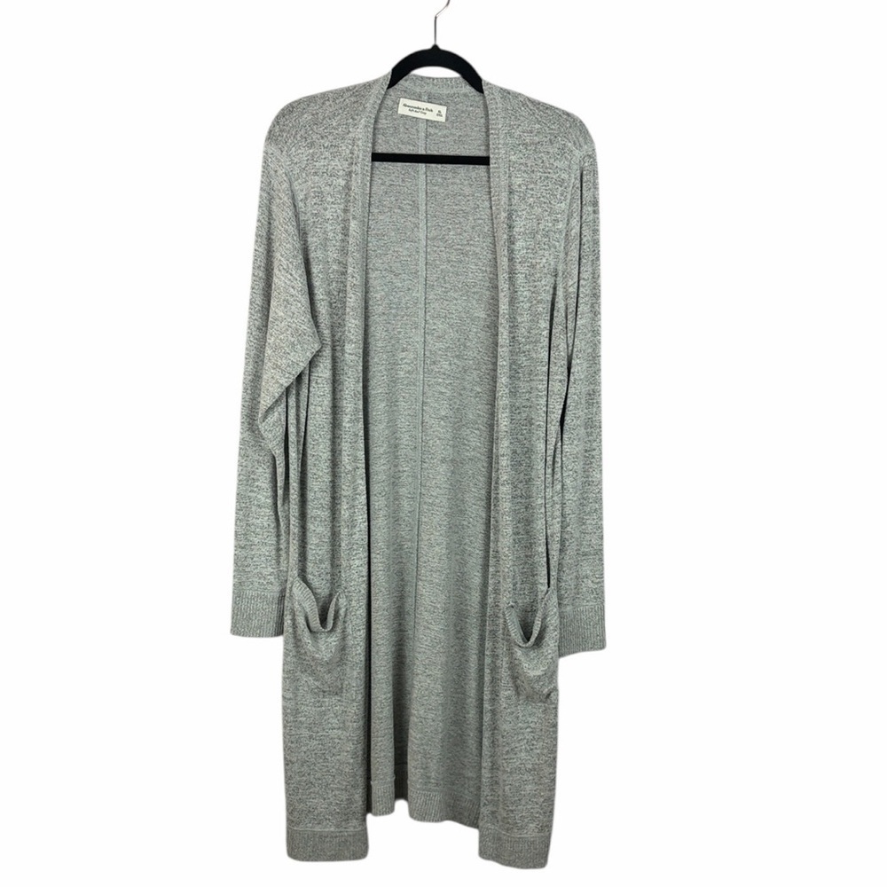 Abercrombie & Fitch Soft A&F Cozy Long Cardigan Gray Pockets XL Neutral Duster
